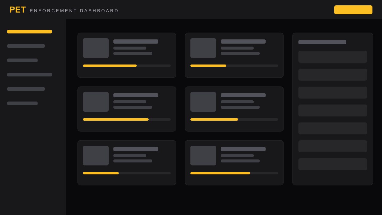 Preview of the PET enforcement dashboard